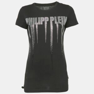 Philipp Plein Couture Black Logo Embellished Cotton T-Shirt S