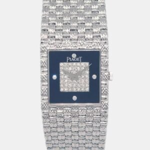 Piaget Black Diamond 18k White Gold Vintage 9131D23 Women's Wristwatch 23 mm