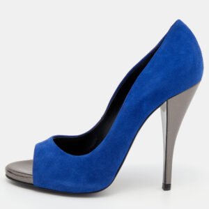 Pierre Hardy Blue Suede Open Toe Pumps Size 39