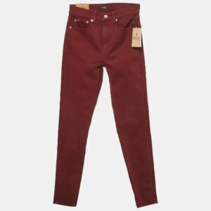 Polo Ralph Lauren Burgundy Cotton Tompkins Skinny High Rise Jeans S Waist 26"
