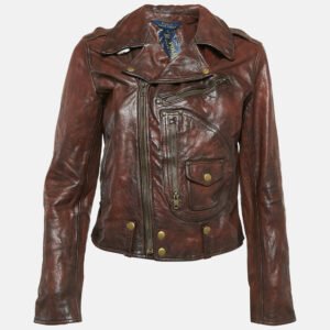 Polo Ralph Lauren Kids Brown Leather Zip-Up Jacket XL 18 Yrs