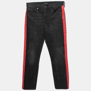 Polo Ralph Lauren Black and Red Side Stripe Denim Jeans S