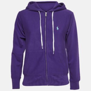 Polo Ralph Lauren Purple Cotton Blend Zip Front Hooded Sweatshirt XS