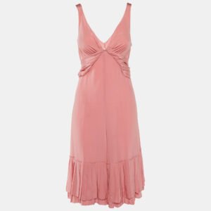 Prada Pink Silk Pleated Midi Dress M
