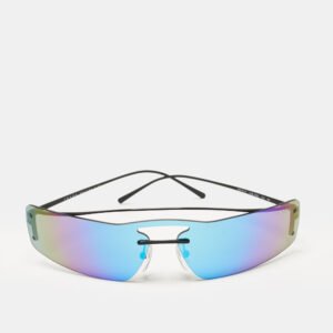 Prada Iridescent Blue/Black Tone SPR61V Rectangular Shield Sunglasses