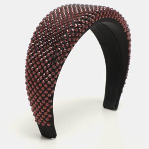Prada Burgundy/Black Crystal Embellished Satin Headband