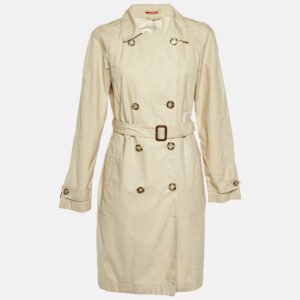 Prada Sport Cream Cotton Double Breasted Coat L