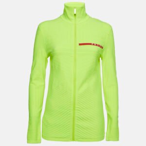 Prada Neon Green Textured Jersey Zip-Up Jacket S