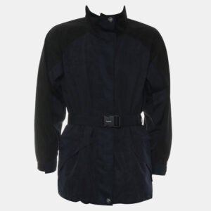 Prada Dark Blue Logo High-Neck Technical Jacket  IT Women 38