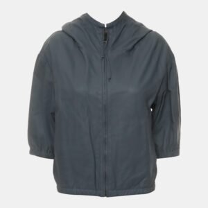 Prada Blue Zipped Leather Jacket