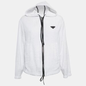 luxury-women-prada-used-clothes-p1165990-005.jpg prada white enamel metal logo terry hoodie jacket s