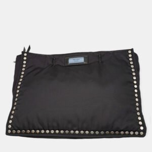 Prada Re-Nylon Black and Blue Riveted Tote Bag