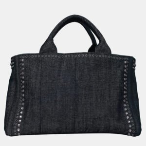 Prada Crystal Embellished & Eyelet Denim Two-Way Bag
