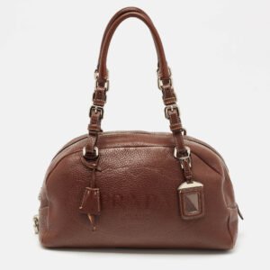 Prada Dark Brown Leather Bauletto Bag