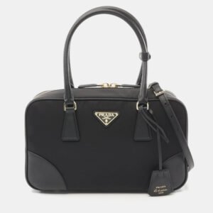 Prada Black Nylon and Saffiano Leather Re-Edition Handbag