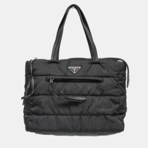 Prada Tessuto Black Nylon Bomber Tote Bag