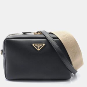 Prada Black Leather Soft Grain Camera Bag
