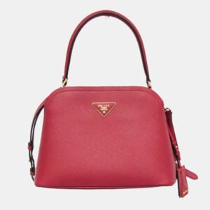 Prada Red Saffiano Leather Matinee Shoulder Bag