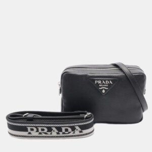 Prada Black Vitello Daino Leather Shoulder Bag