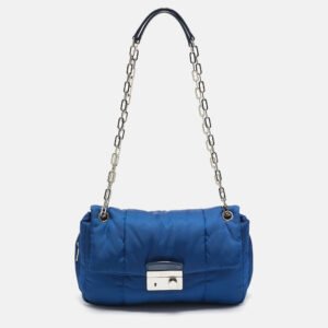 Prada Blue Nylon Bomber Chain Shoulder Bag