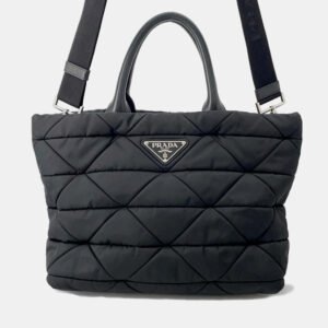 Prada Black Nylon Small Padded Re-Nylon Tote Bag