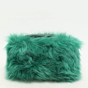 Prada Green Faux Fur Wristlet Clutch