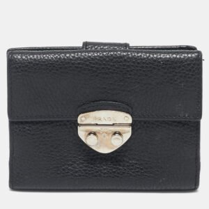 Prada Black Leather Compact Wallet