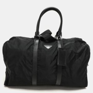 Prada Black Nylon and Leather Duffle Bag