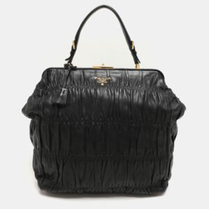 prada black matelasse leather top handle bag