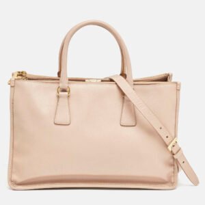 prada beige saffiano lux leather frame tote