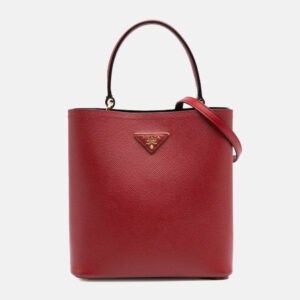 Prada Red Medium Saffiano Cuir Panier Satchel