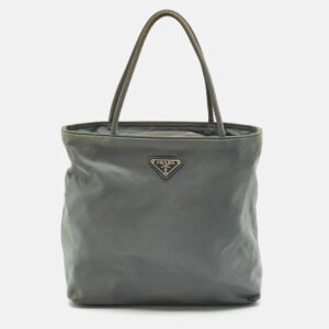 Prada Moose Green Nylon Logo Tote