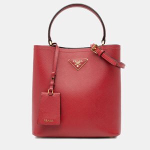 Prada Red Medium Saffiano Cuir Panier