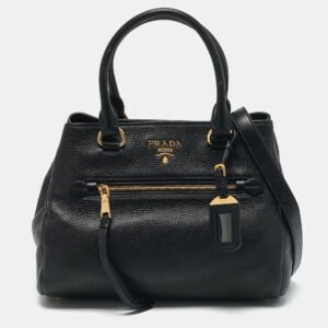 Prada Black Vitello Phoenix Leather Tote