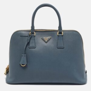 Prada Blue Saffiano Lux Leather Promenade Satchel