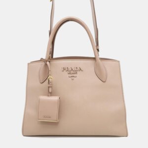 Prada Jasmin Flower Leather Mono Chrome 2 Way Bag