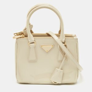 Prada Beige Patent Leather Mini Galleria Tote