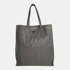Prada Grey Antique Nappa Leather Medium  Tote Bag