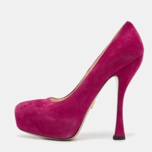 Prada Magenta Suede Platform Pumps Size 38