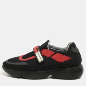 prada black/red knit fabric cloudbust sneakers size 37