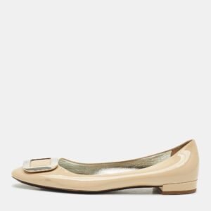 prada beige patent leather ballet flats size 39.5