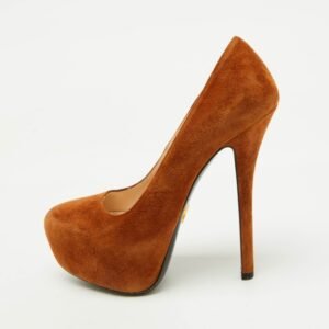 Prada Brown Suede Round Toe Platform Pumps Size 36