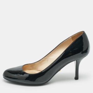 Prada Black Patent Leather Round Toe Pumps Size 36