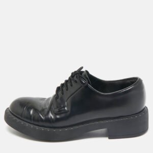 Prada Black Leather Lace Up Derby Shoes Size 38