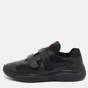 Prada Black Leather and Mesh Slip On Sneakers Size 41