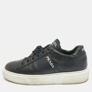 Prada Black Leather Low Top Sneakers Size 39.5