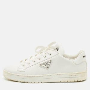 Prada White Leather Low Top Sneakers Size 39.5