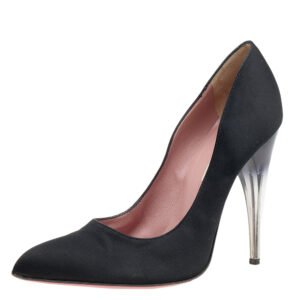 Prada Black Satin Pointed Toe Pumps Size 39.5