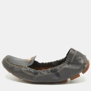 Prada Black Leather Scrunch Ballet Flats Size 36