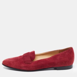Ralph Lauren Collection Burgundy Suede Smoking Slippers Size 36